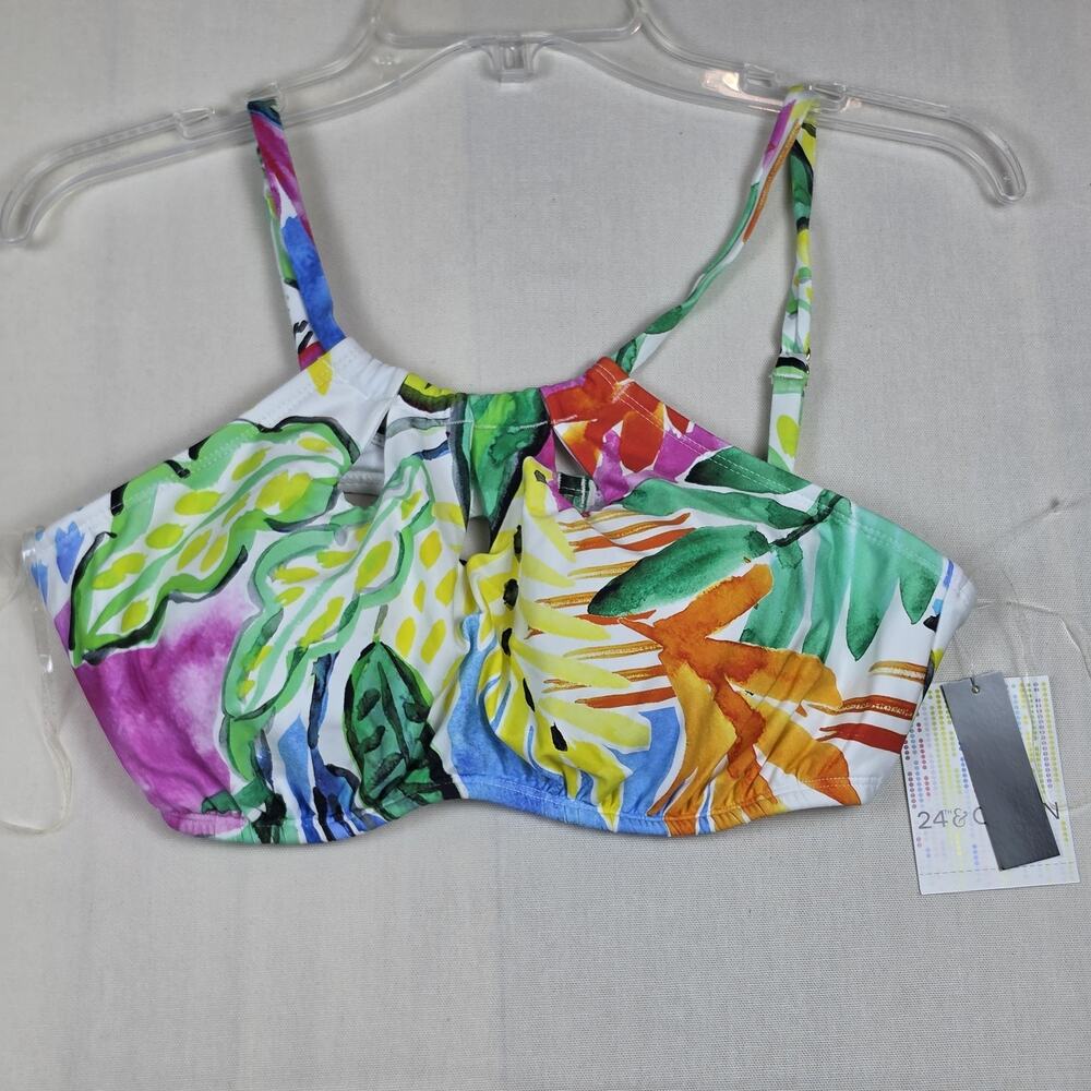 24th & Ocean Women's Underwire Bikini Swim Top Tropical Floral Print Size M NWT